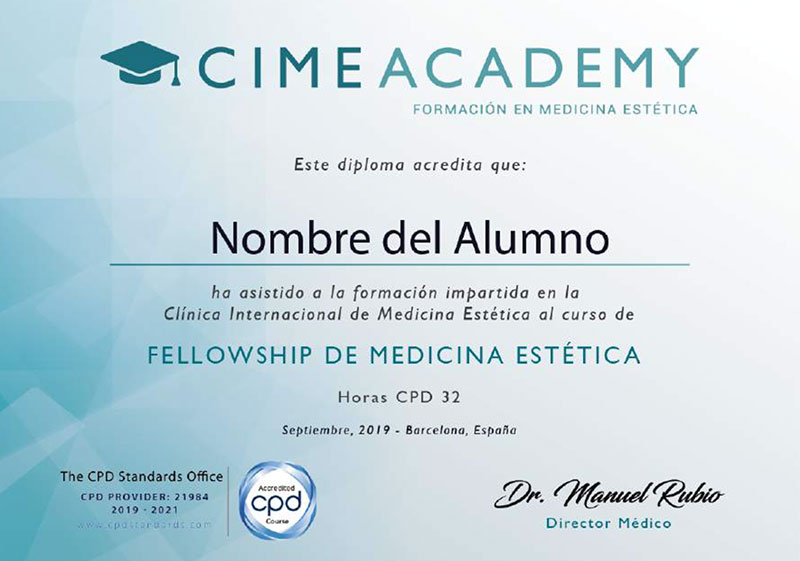 certificado Fellowship of Aesthetic Medicine